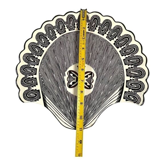 Signed H.B. Garcia Acoma Pueblo Pottery Butterfly Fan Serving Plate 12X11 READ - Picture 5 of 7